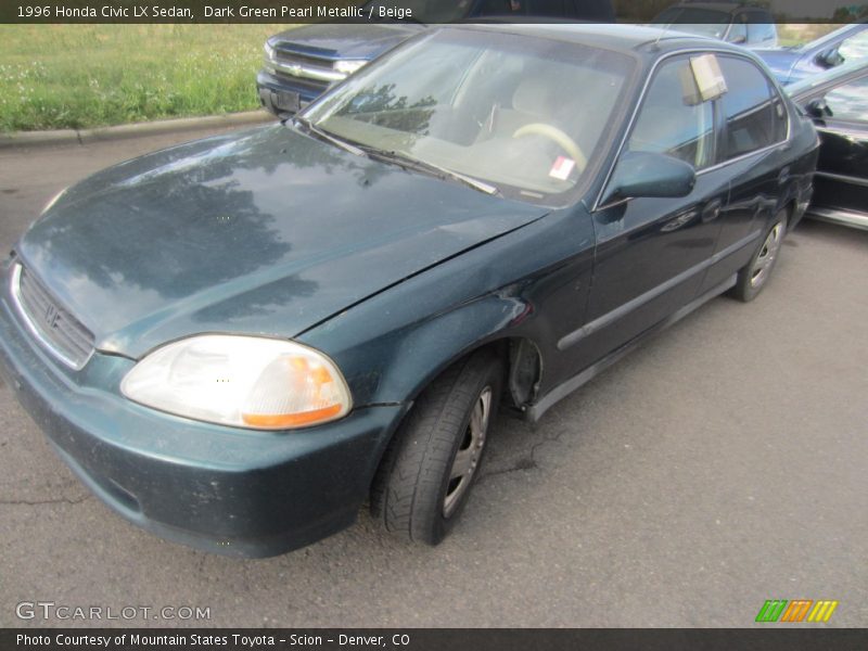 Dark Green Pearl Metallic / Beige 1996 Honda Civic LX Sedan