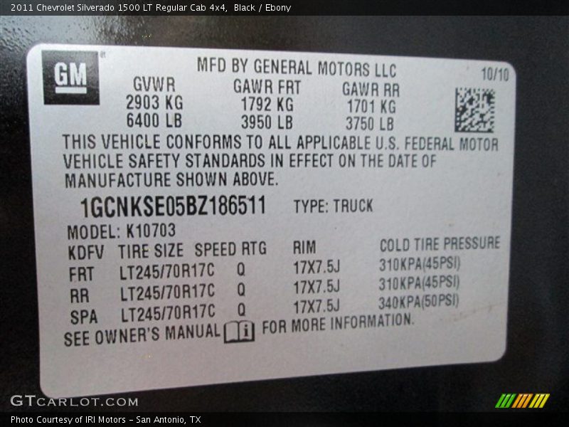Black / Ebony 2011 Chevrolet Silverado 1500 LT Regular Cab 4x4