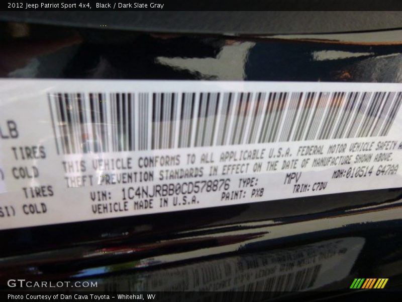 Black / Dark Slate Gray 2012 Jeep Patriot Sport 4x4