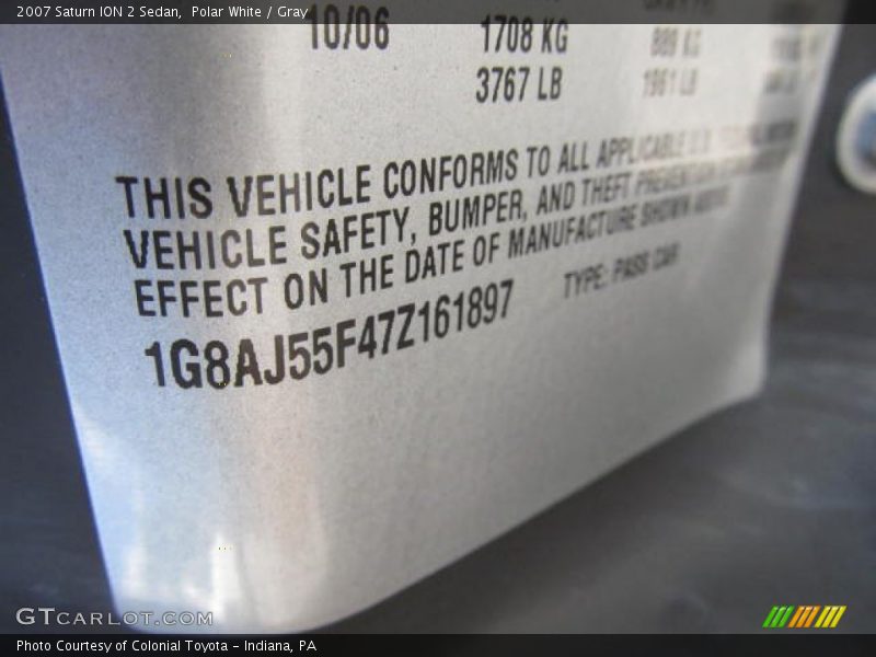 Polar White / Gray 2007 Saturn ION 2 Sedan