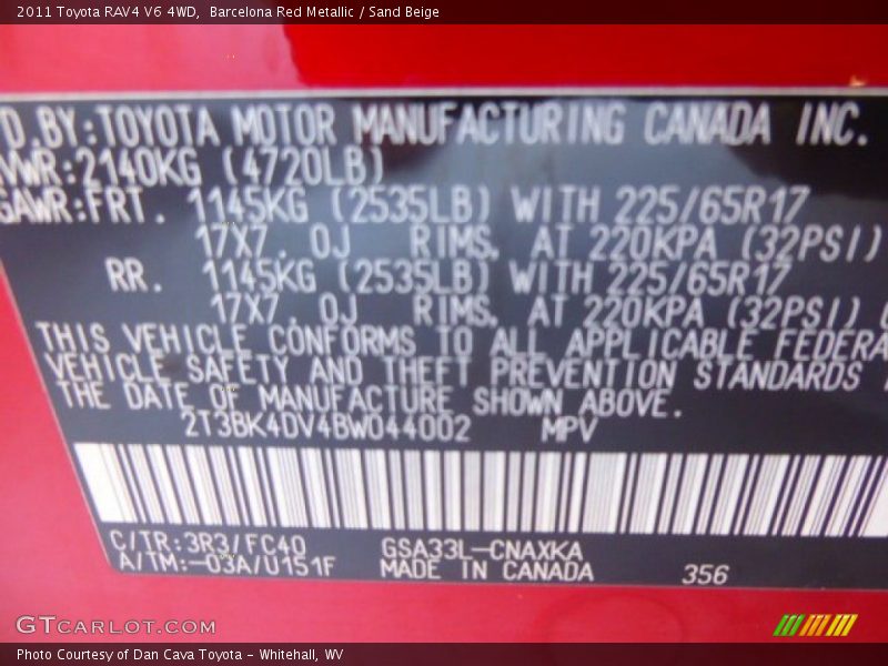 Barcelona Red Metallic / Sand Beige 2011 Toyota RAV4 V6 4WD