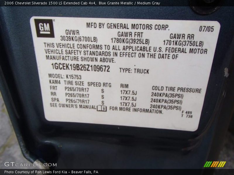 Blue Granite Metallic / Medium Gray 2006 Chevrolet Silverado 1500 LS Extended Cab 4x4