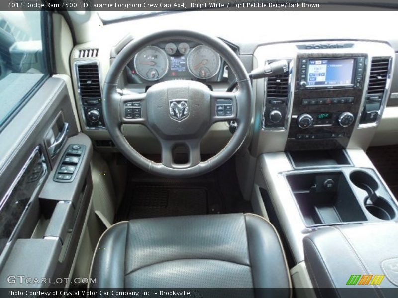 Bright White / Light Pebble Beige/Bark Brown 2012 Dodge Ram 2500 HD Laramie Longhorn Crew Cab 4x4