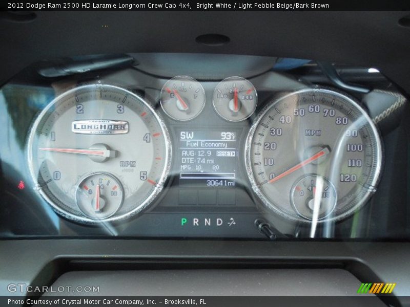 Bright White / Light Pebble Beige/Bark Brown 2012 Dodge Ram 2500 HD Laramie Longhorn Crew Cab 4x4
