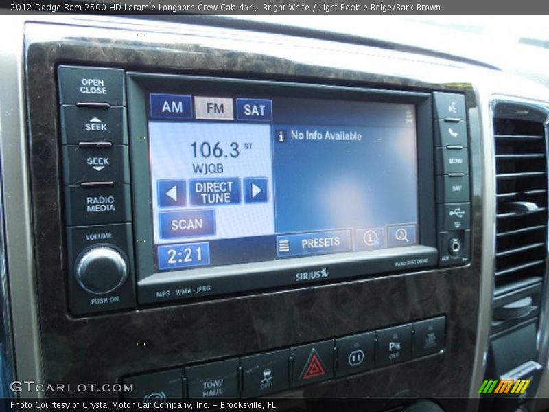 Bright White / Light Pebble Beige/Bark Brown 2012 Dodge Ram 2500 HD Laramie Longhorn Crew Cab 4x4
