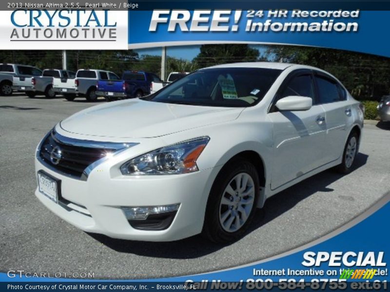 Pearl White / Beige 2013 Nissan Altima 2.5 S