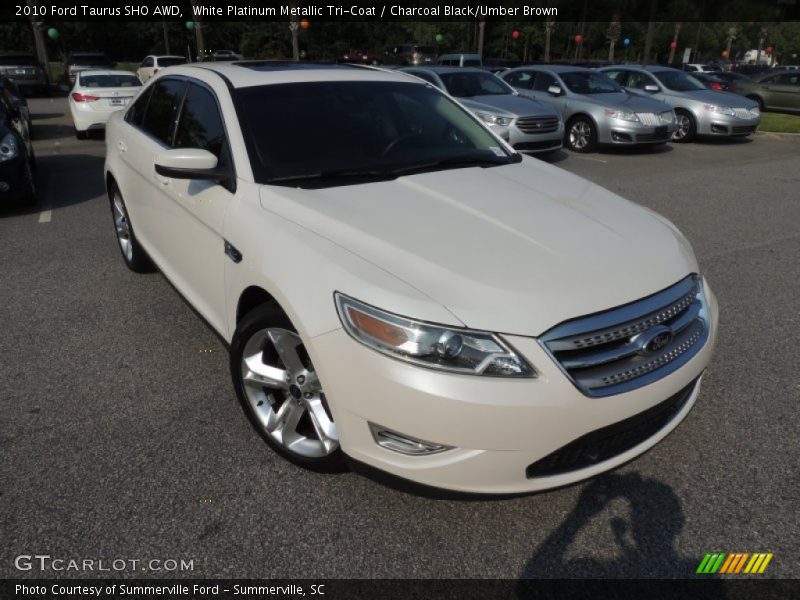 White Platinum Metallic Tri-Coat / Charcoal Black/Umber Brown 2010 Ford Taurus SHO AWD