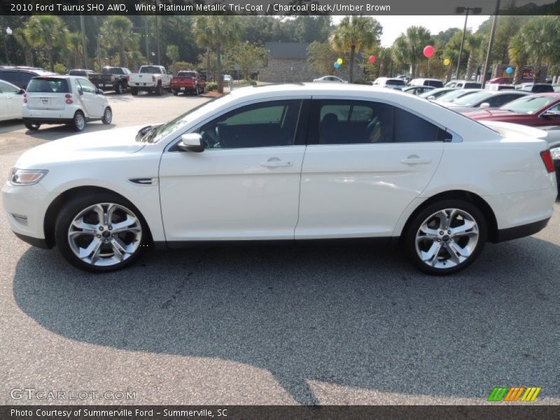 White Platinum Metallic Tri-Coat / Charcoal Black/Umber Brown 2010 Ford Taurus SHO AWD