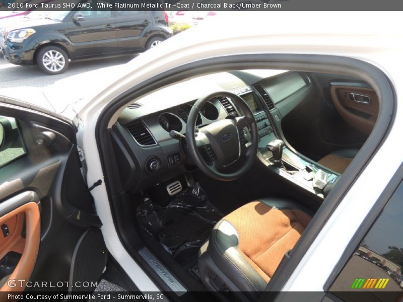 White Platinum Metallic Tri-Coat / Charcoal Black/Umber Brown 2010 Ford Taurus SHO AWD
