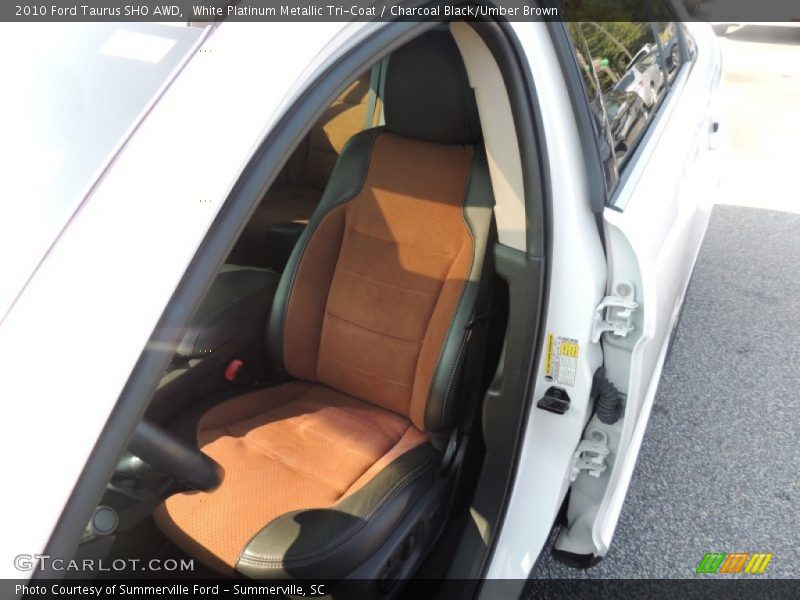 White Platinum Metallic Tri-Coat / Charcoal Black/Umber Brown 2010 Ford Taurus SHO AWD