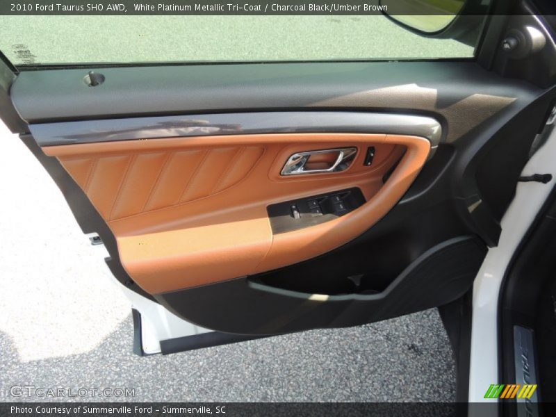 White Platinum Metallic Tri-Coat / Charcoal Black/Umber Brown 2010 Ford Taurus SHO AWD