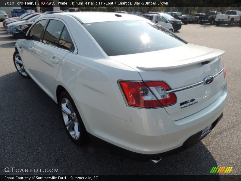 White Platinum Metallic Tri-Coat / Charcoal Black/Umber Brown 2010 Ford Taurus SHO AWD