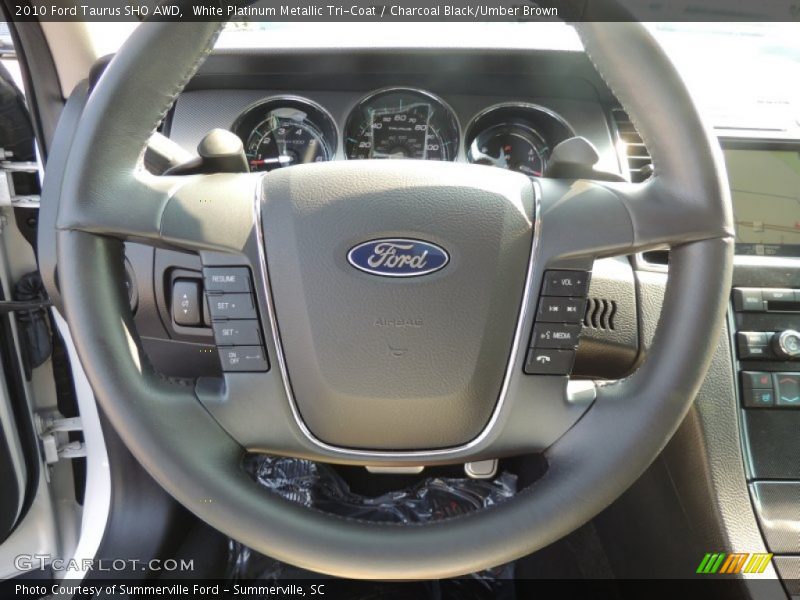 White Platinum Metallic Tri-Coat / Charcoal Black/Umber Brown 2010 Ford Taurus SHO AWD