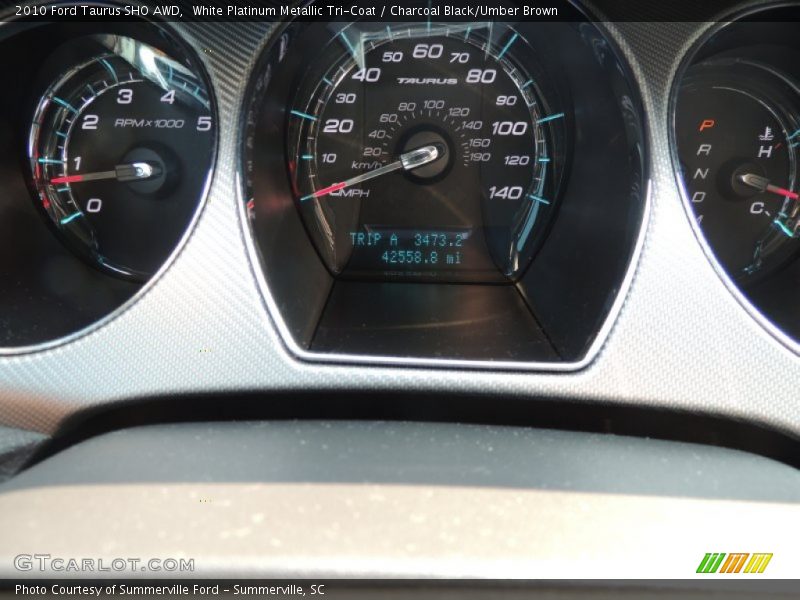 White Platinum Metallic Tri-Coat / Charcoal Black/Umber Brown 2010 Ford Taurus SHO AWD