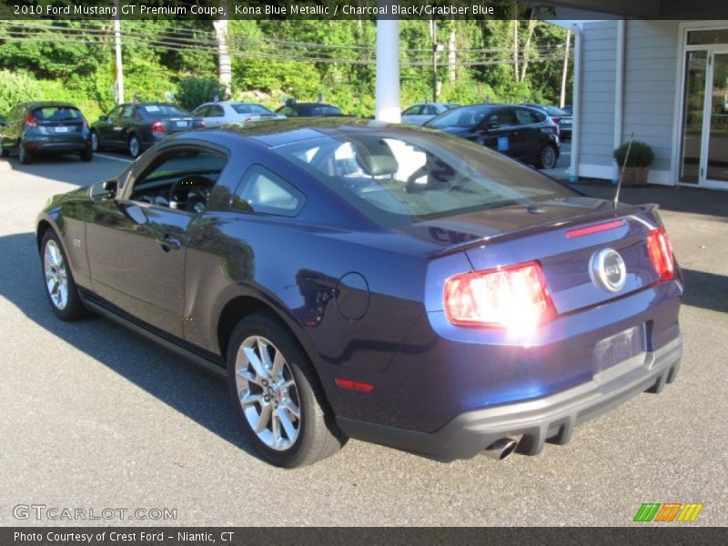 Kona Blue Metallic / Charcoal Black/Grabber Blue 2010 Ford Mustang GT Premium Coupe
