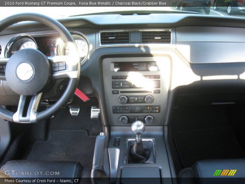 Kona Blue Metallic / Charcoal Black/Grabber Blue 2010 Ford Mustang GT Premium Coupe