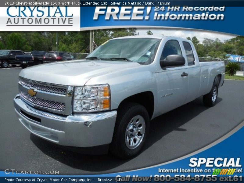 Silver Ice Metallic / Dark Titanium 2013 Chevrolet Silverado 1500 Work Truck Extended Cab