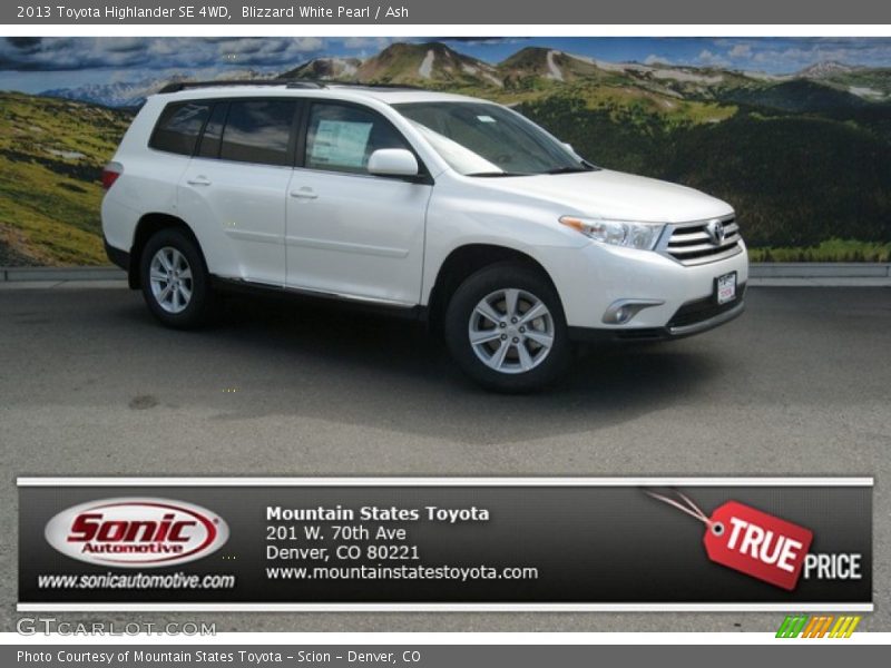 Blizzard White Pearl / Ash 2013 Toyota Highlander SE 4WD