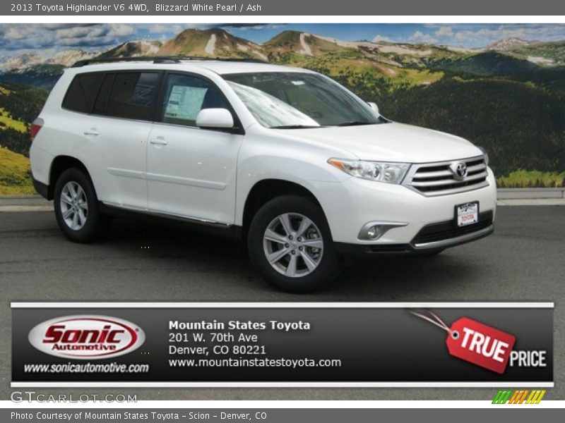 Blizzard White Pearl / Ash 2013 Toyota Highlander V6 4WD