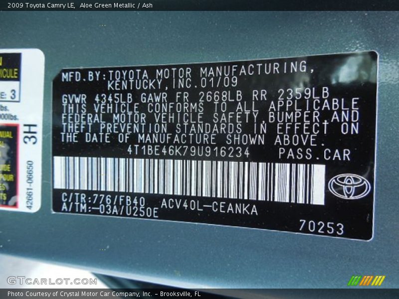 Aloe Green Metallic / Ash 2009 Toyota Camry LE