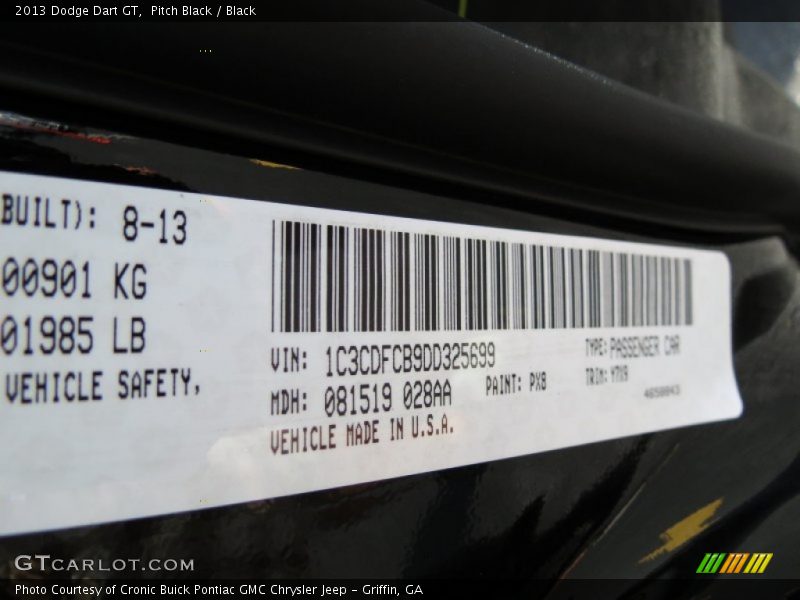Pitch Black / Black 2013 Dodge Dart GT