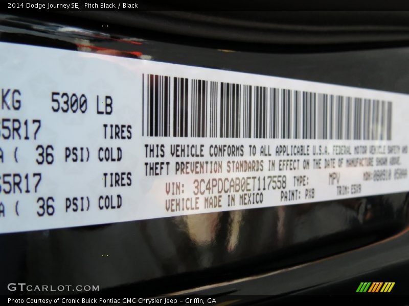 Pitch Black / Black 2014 Dodge Journey SE