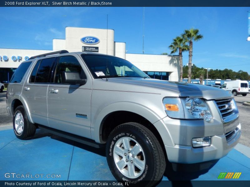 Silver Birch Metallic / Black/Stone 2008 Ford Explorer XLT