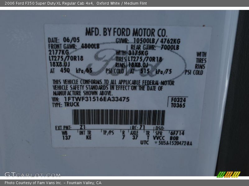 Oxford White / Medium Flint 2006 Ford F350 Super Duty XL Regular Cab 4x4