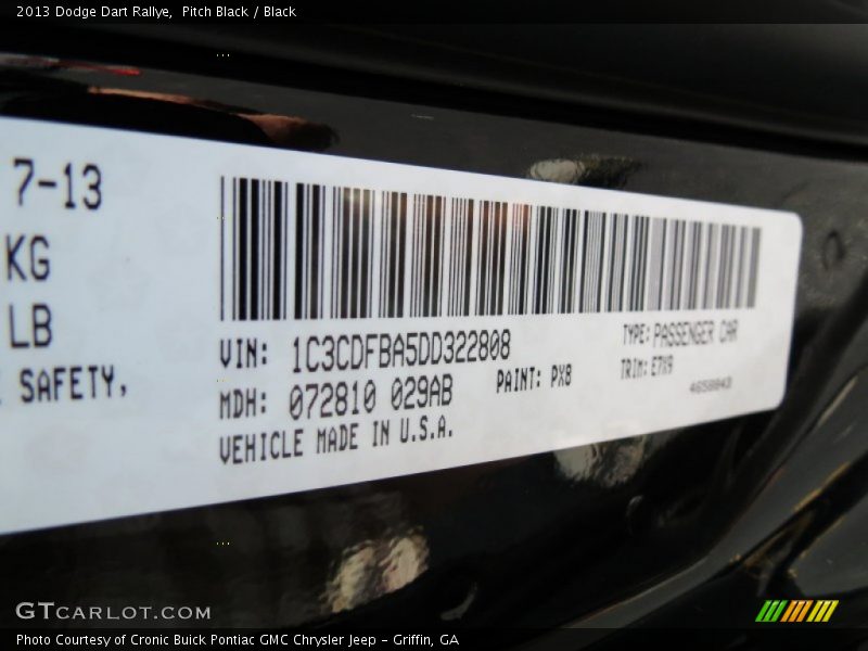 Pitch Black / Black 2013 Dodge Dart Rallye