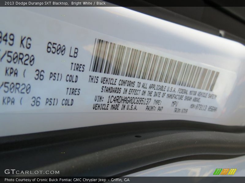 Bright White / Black 2013 Dodge Durango SXT Blacktop