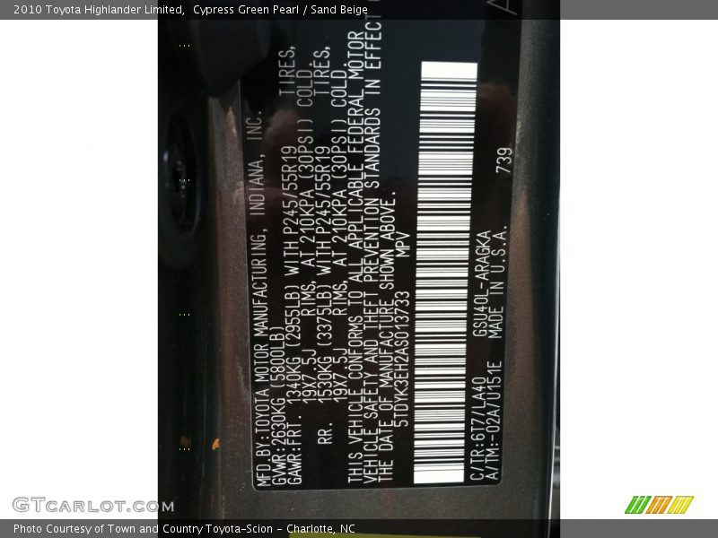 Cypress Green Pearl / Sand Beige 2010 Toyota Highlander Limited