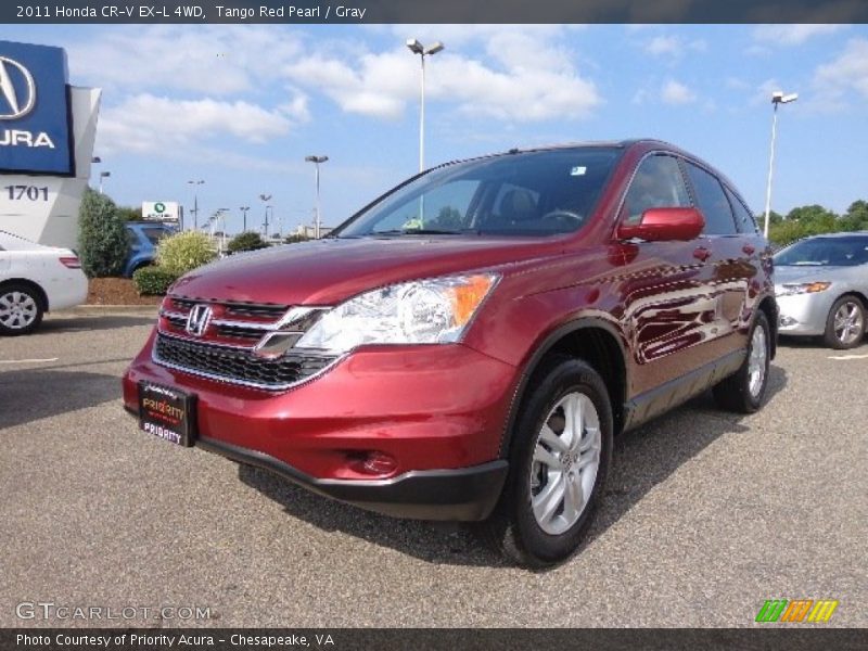 Tango Red Pearl / Gray 2011 Honda CR-V EX-L 4WD