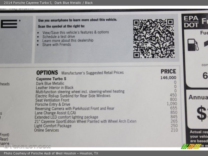  2014 Cayenne Turbo S Window Sticker