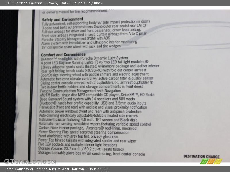  2014 Cayenne Turbo S Window Sticker