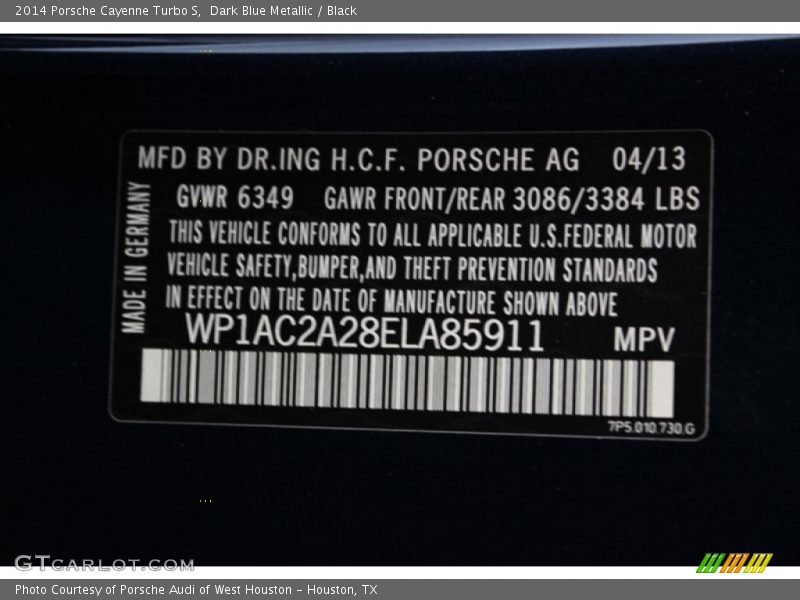  2014 Cayenne Turbo S Window Sticker