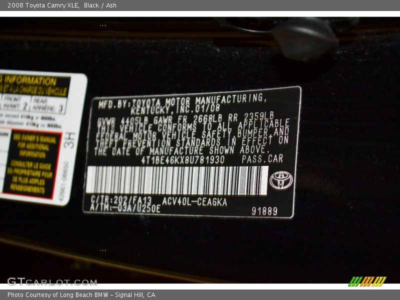 Black / Ash 2008 Toyota Camry XLE