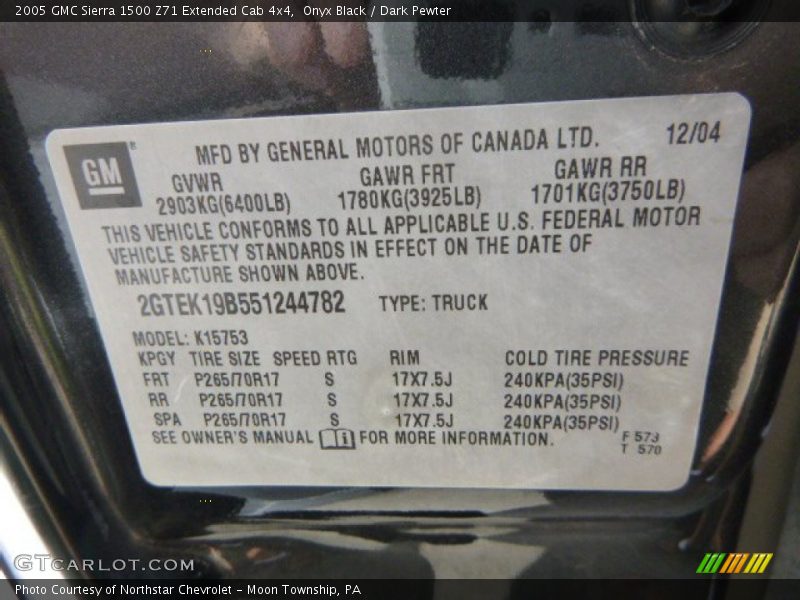 Onyx Black / Dark Pewter 2005 GMC Sierra 1500 Z71 Extended Cab 4x4
