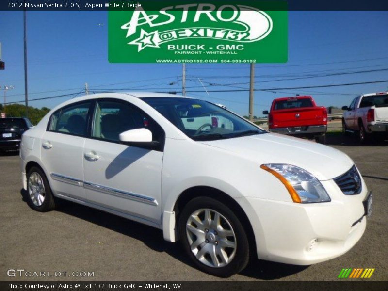 Aspen White / Beige 2012 Nissan Sentra 2.0 S