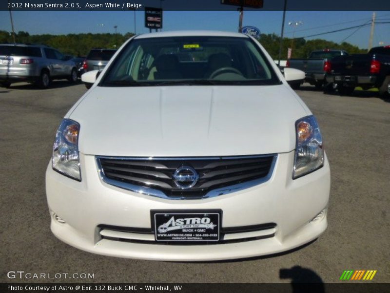Aspen White / Beige 2012 Nissan Sentra 2.0 S