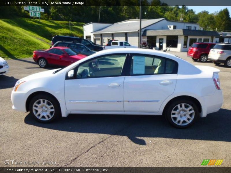 Aspen White / Beige 2012 Nissan Sentra 2.0 S