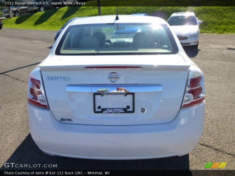 Aspen White / Beige 2012 Nissan Sentra 2.0 S