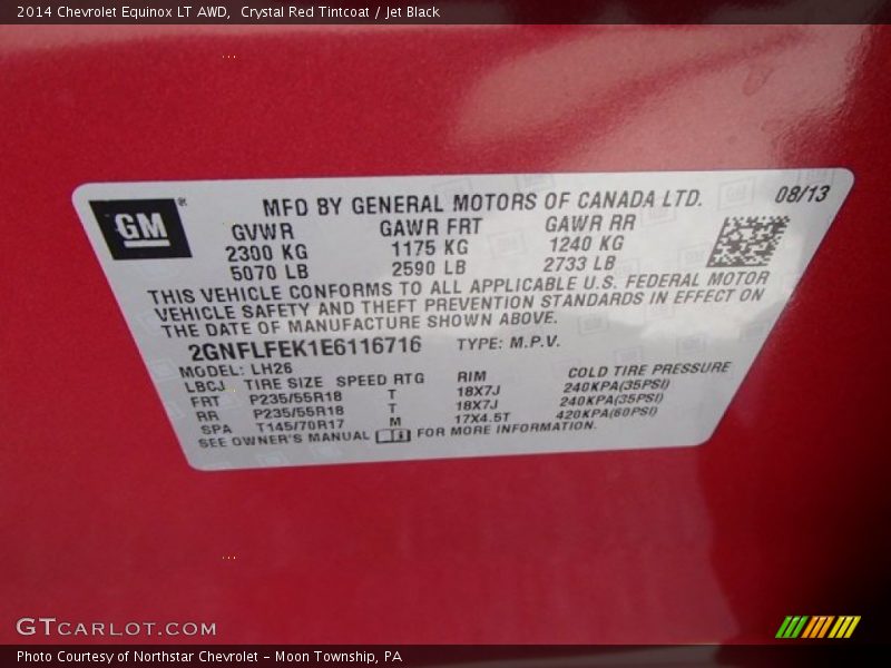 Crystal Red Tintcoat / Jet Black 2014 Chevrolet Equinox LT AWD