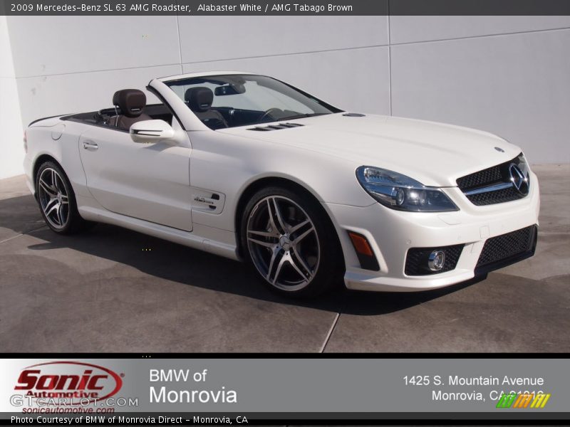 Alabaster White / AMG Tabago Brown 2009 Mercedes-Benz SL 63 AMG Roadster