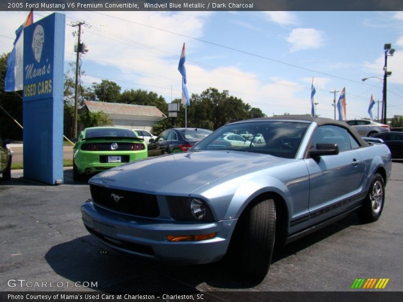 Windveil Blue Metallic / Dark Charcoal 2005 Ford Mustang V6 Premium Convertible