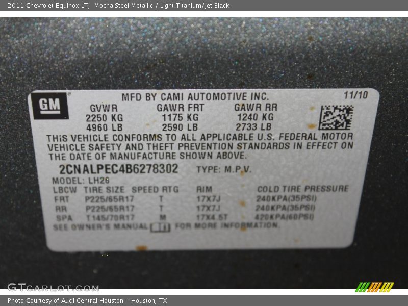 Mocha Steel Metallic / Light Titanium/Jet Black 2011 Chevrolet Equinox LT