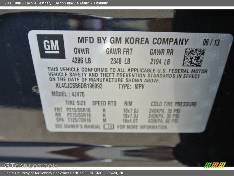 Carbon Black Metallic / Titanium 2013 Buick Encore Leather