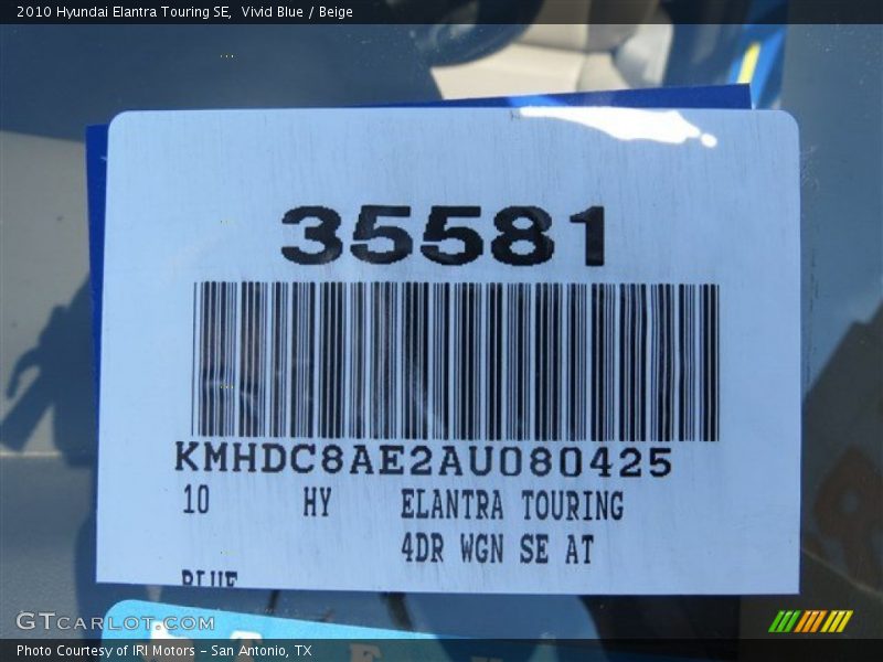 Vivid Blue / Beige 2010 Hyundai Elantra Touring SE