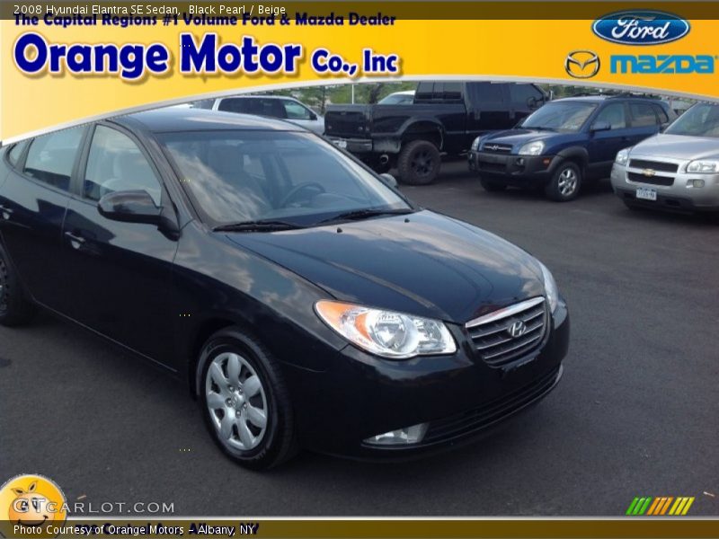 Black Pearl / Beige 2008 Hyundai Elantra SE Sedan