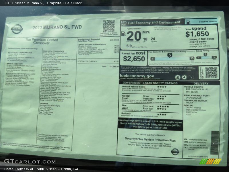  2013 Murano SL Window Sticker