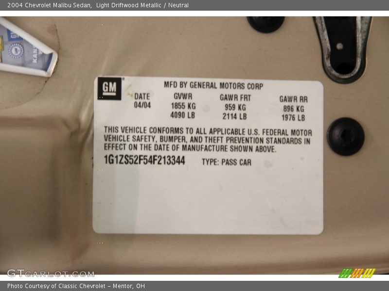 Light Driftwood Metallic / Neutral 2004 Chevrolet Malibu Sedan